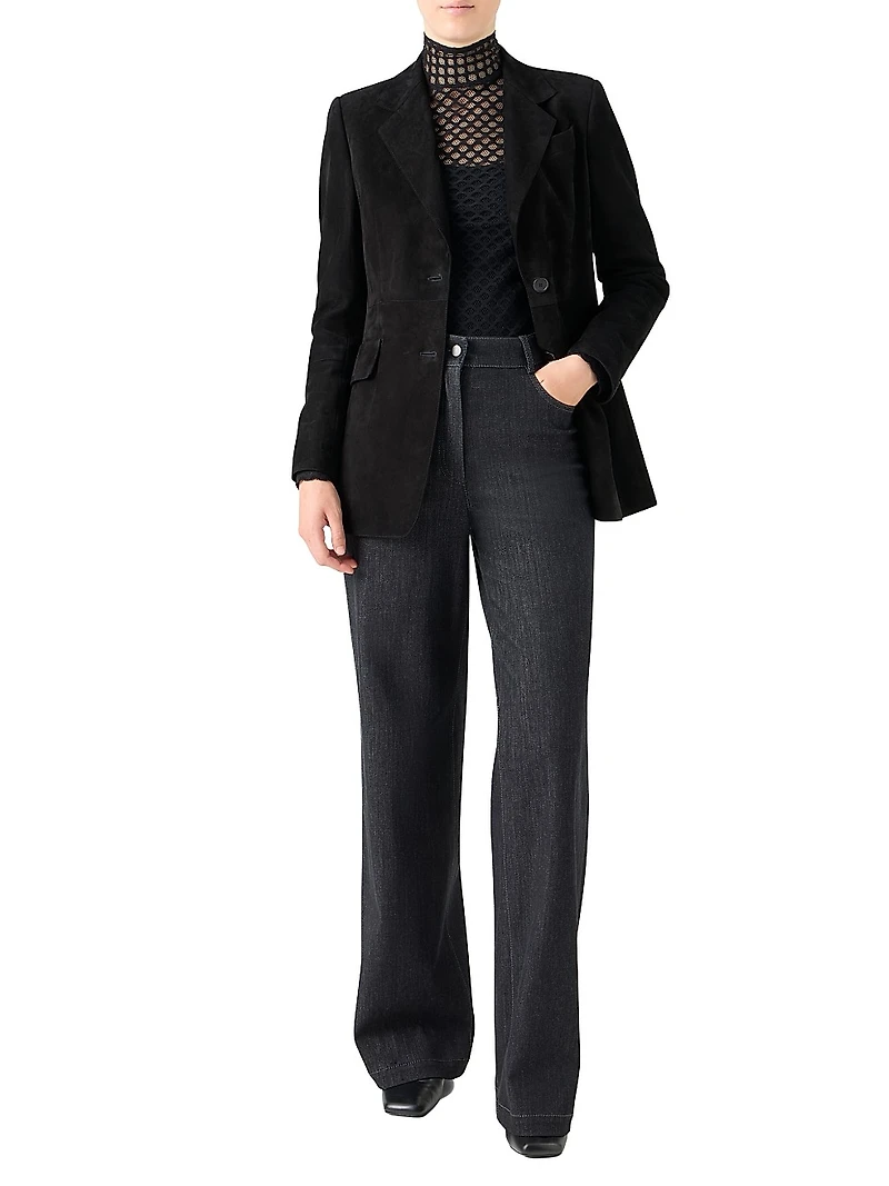 Suede Two-Button Blazer