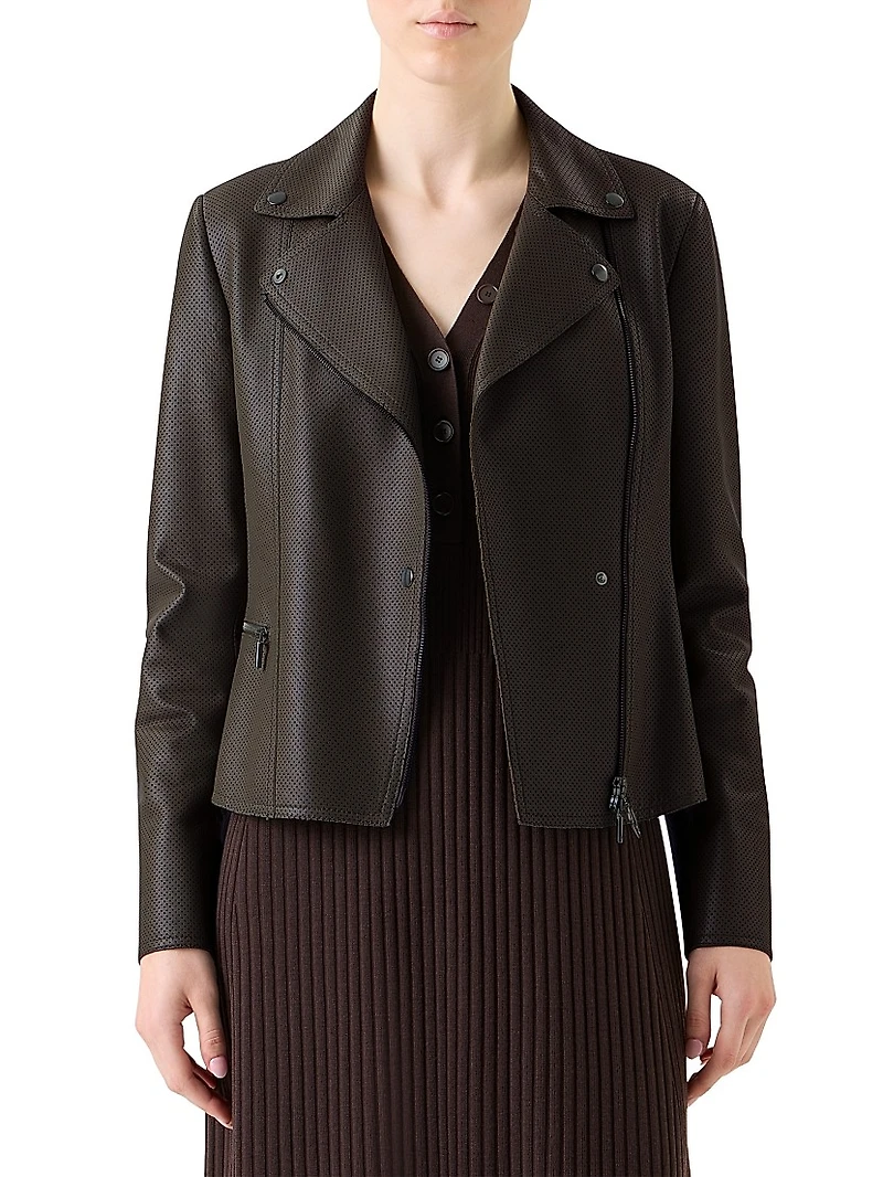 Pin Dot Leather Jacket