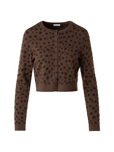 Leopard-Printed Wool-Blend Crop Cardigan