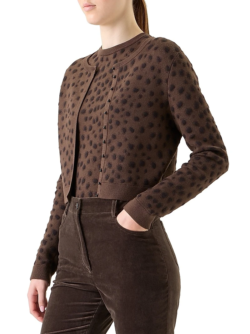 Leopard-Printed Wool-Blend Crop Cardigan