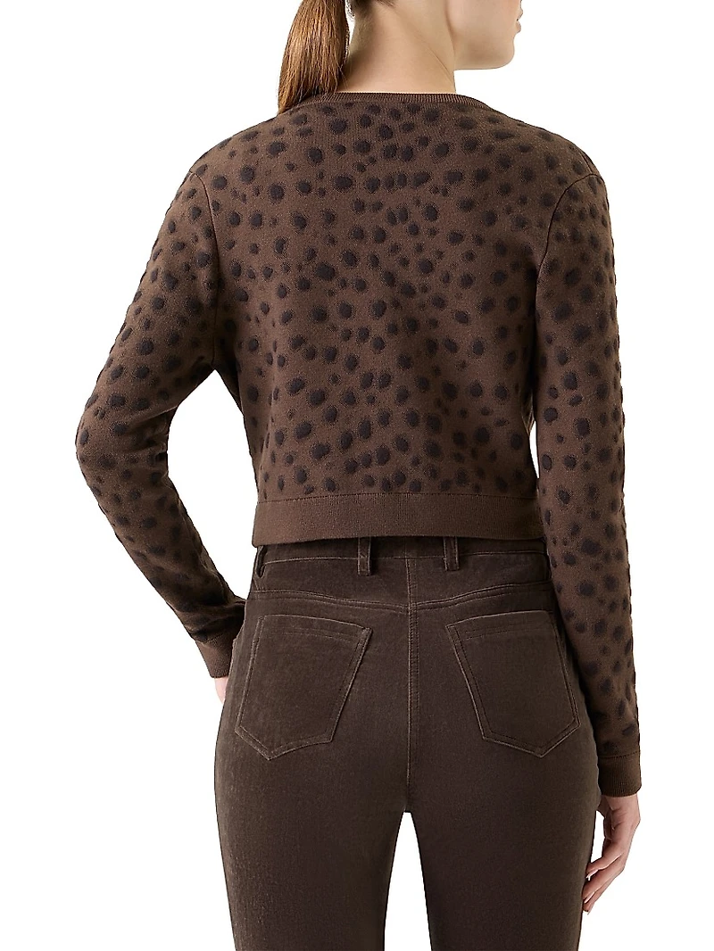 Leopard-Printed Wool-Blend Crop Cardigan