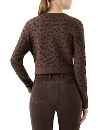 Leopard-Printed Wool-Blend Crop Cardigan