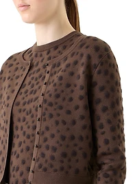 Leopard-Printed Wool-Blend Crop Cardigan