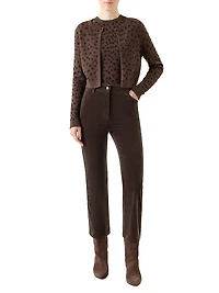 Leopard-Printed Wool-Blend Crop Cardigan
