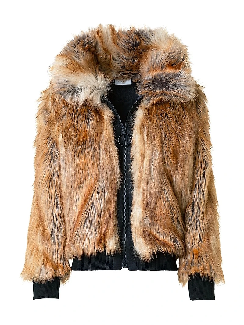 Faux Fox Fur Bomber Jacket