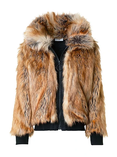 Faux Fox Fur Bomber Jacket