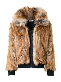 Faux Fox Fur Bomber Jacket