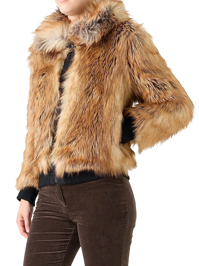 Faux Fox Fur Bomber Jacket