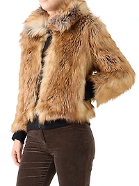 Faux Fox Fur Bomber Jacket