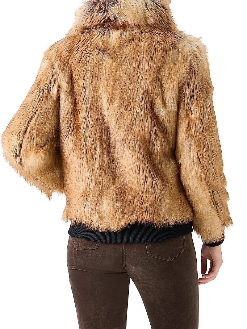 Faux Fox Fur Bomber Jacket
