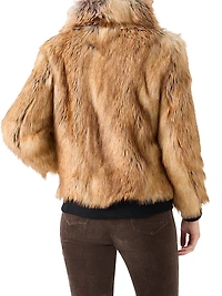 Faux Fox Fur Bomber Jacket