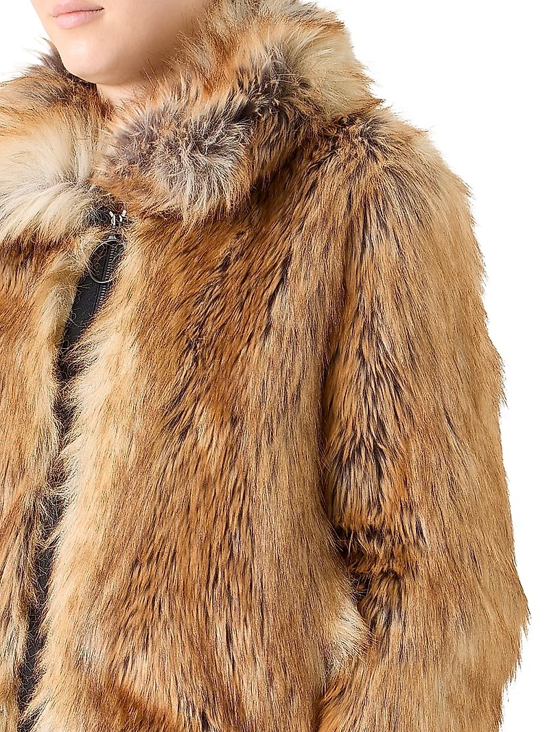 Faux Fox Fur Bomber Jacket