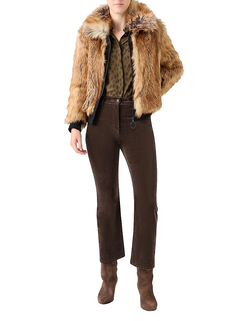 Faux Fox Fur Bomber Jacket