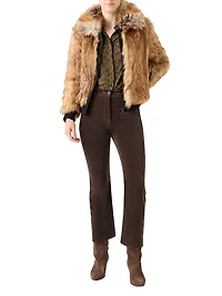 Faux Fox Fur Bomber Jacket