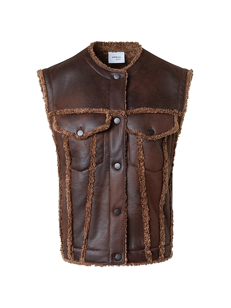 Faux Shearling-Trimmed Gilet