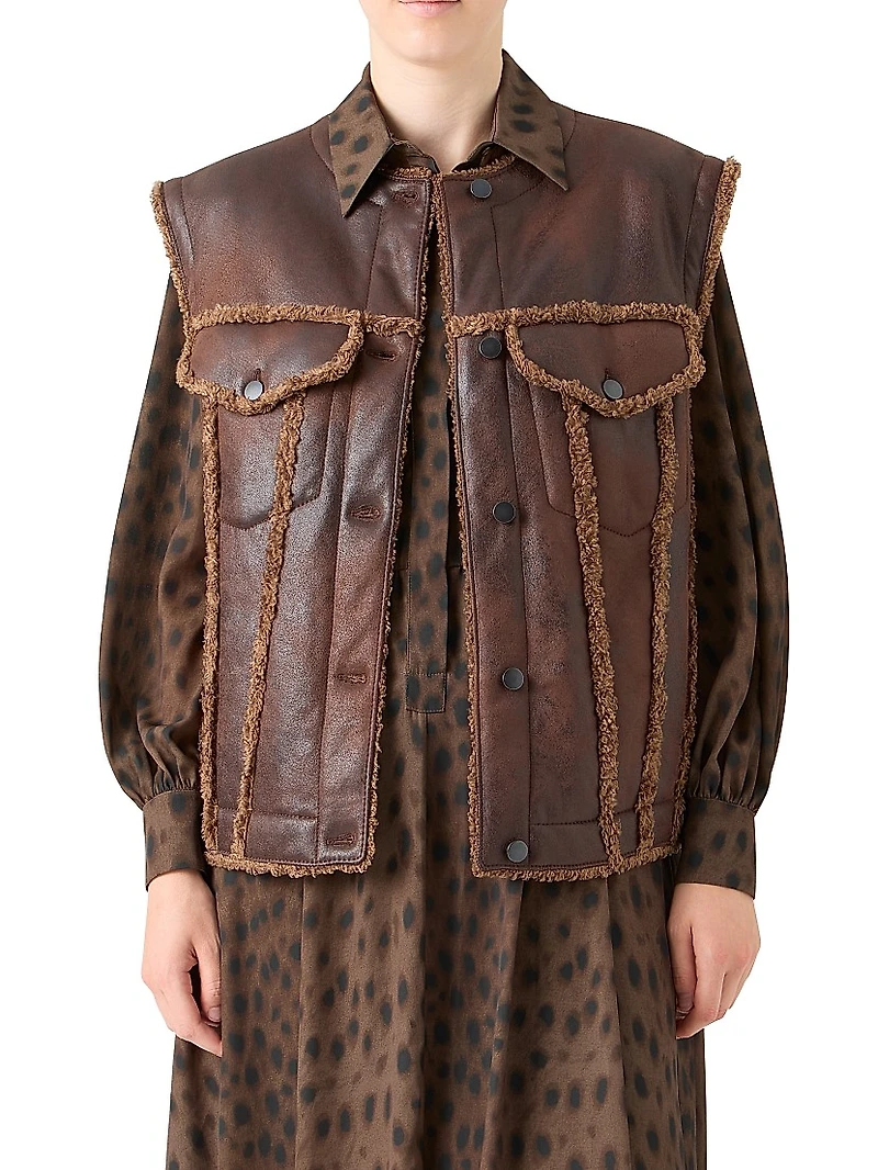 Faux Shearling-Trimmed Gilet