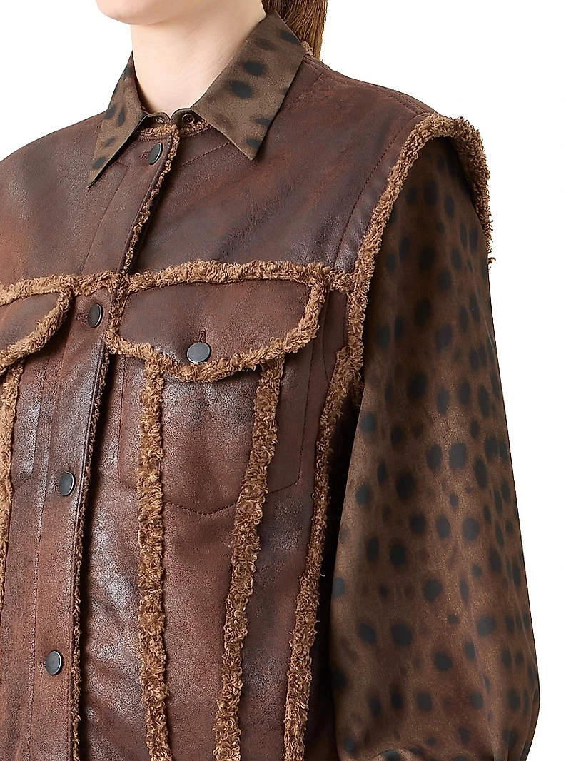 Faux Shearling-Trimmed Gilet