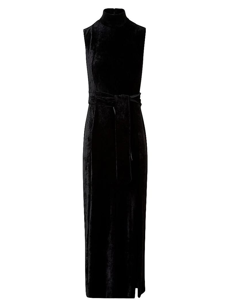 Velvet Tie-Waist Maxi Dress