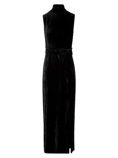 Velvet Tie-Waist Maxi Dress