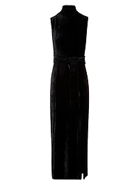 Velvet Tie-Waist Maxi Dress