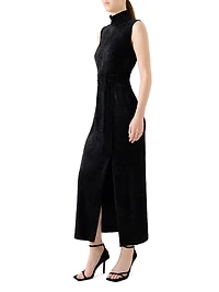 Velvet Tie-Waist Maxi Dress