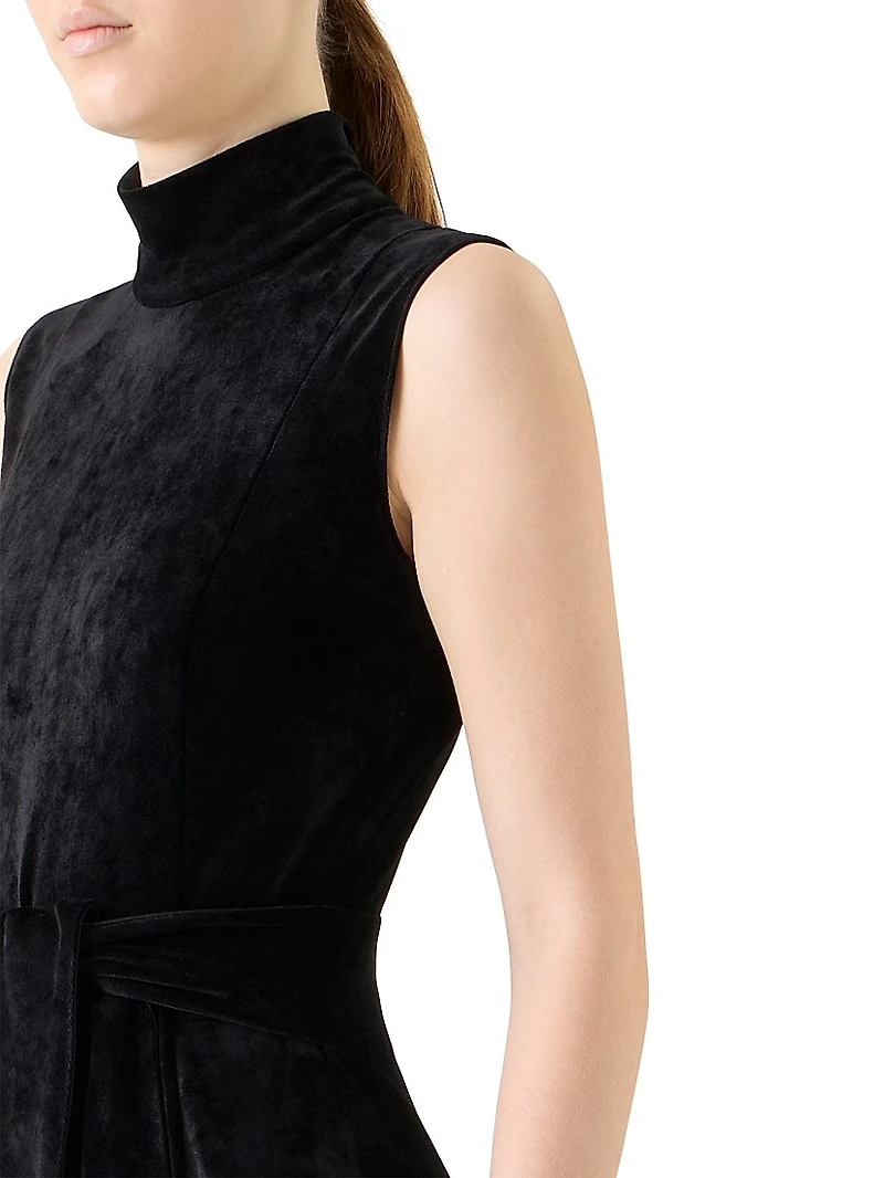 Velvet Tie-Waist Maxi Dress