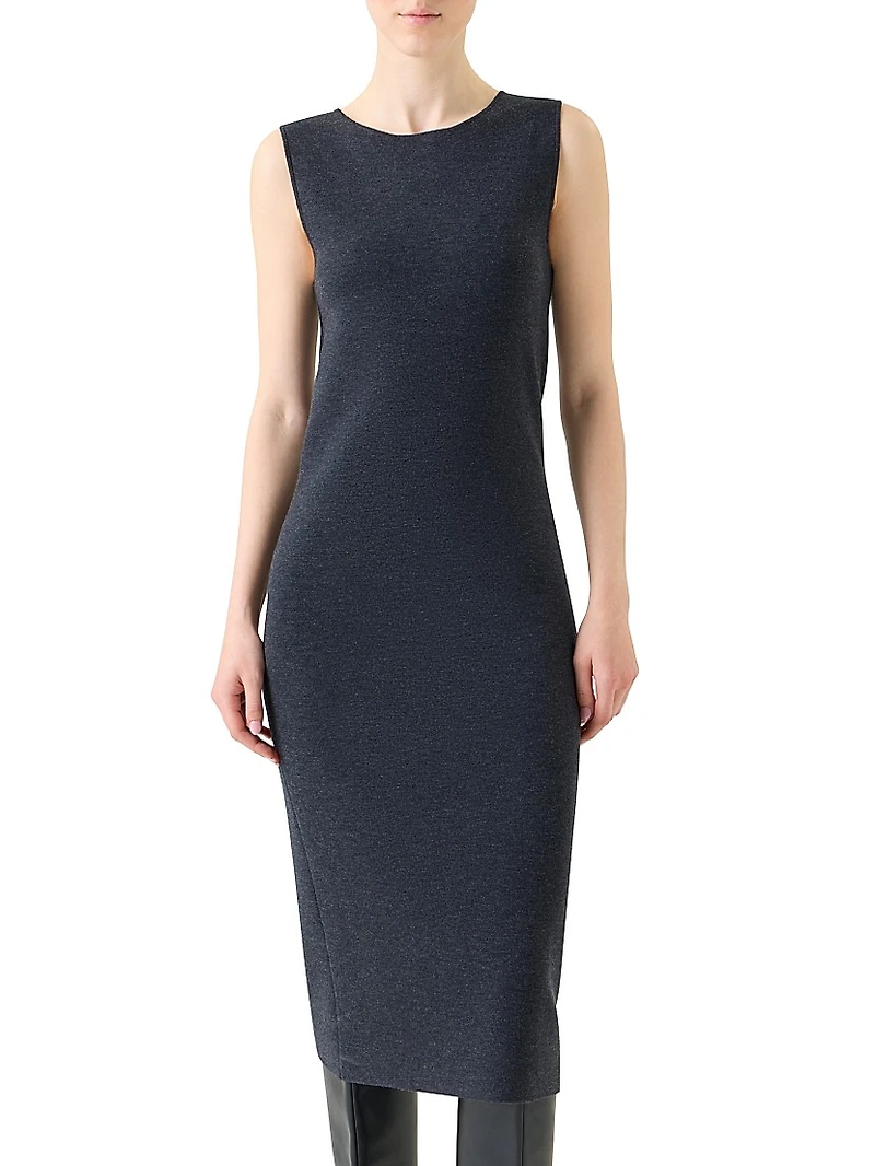 Stretch Virgin Wool Midi-Dress
