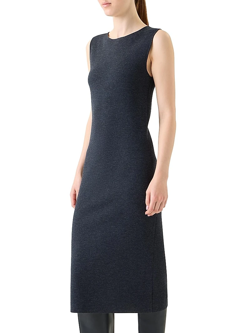 Stretch Virgin Wool Midi-Dress