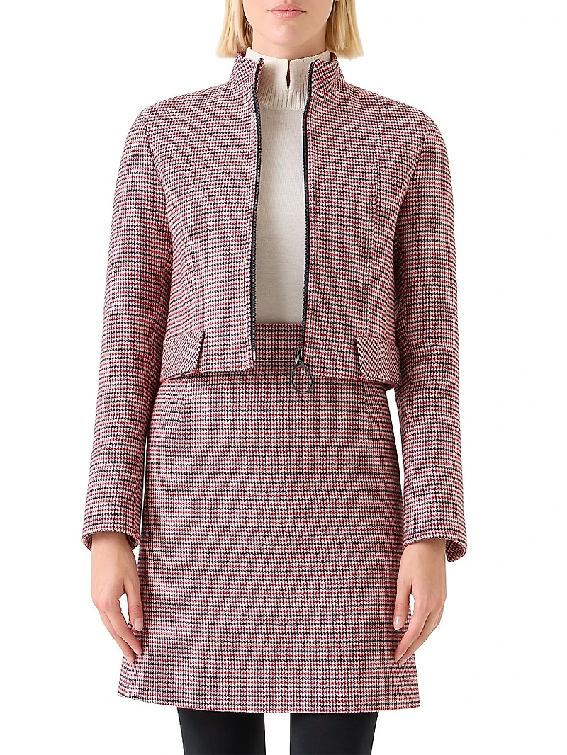 Houndstooth Virgin Wool Crop Jacket