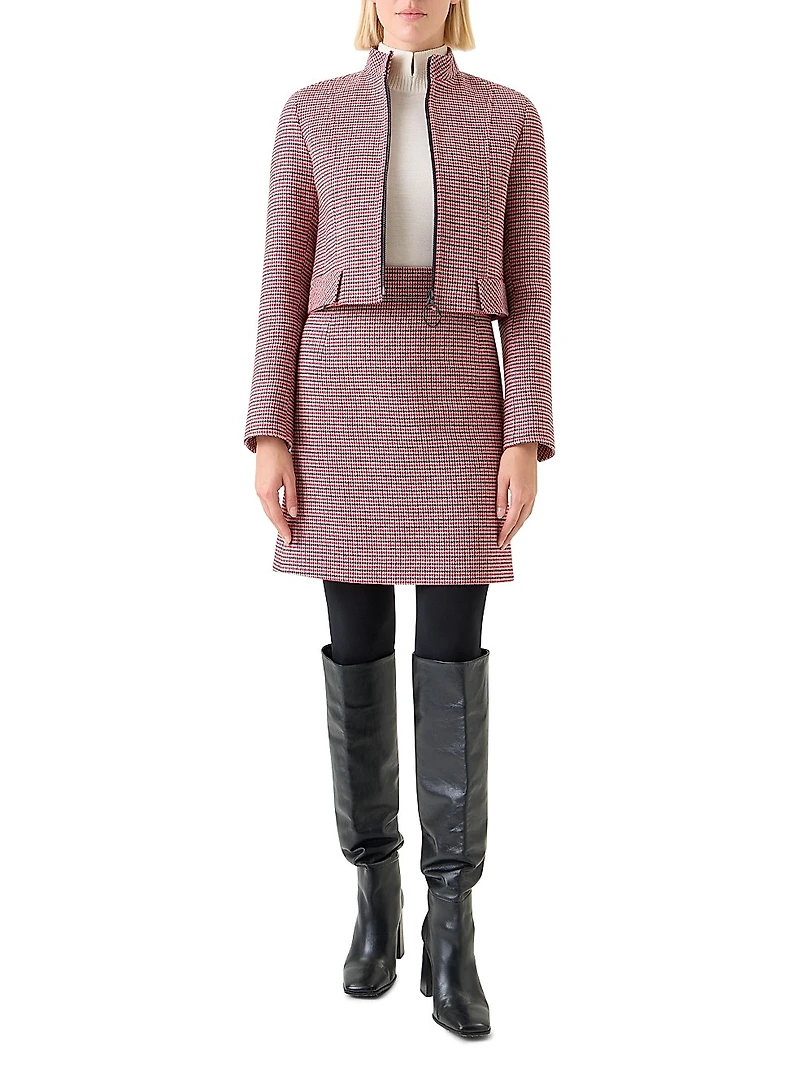 Houndstooth Virgin Wool Crop Jacket