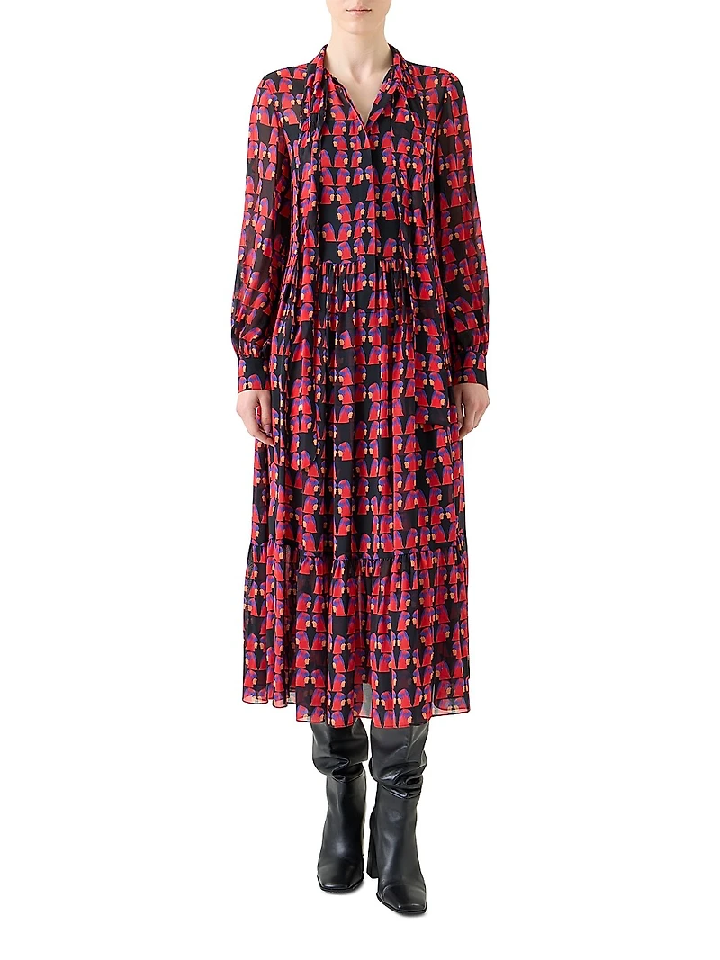 Francoise Hardy Printed Midi-Dress