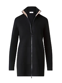 Stretch Merino Wool Zip Cardigan
