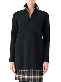 Stretch Merino Wool Zip Cardigan