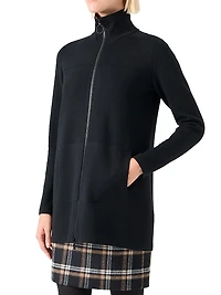 Stretch Merino Wool Zip Cardigan