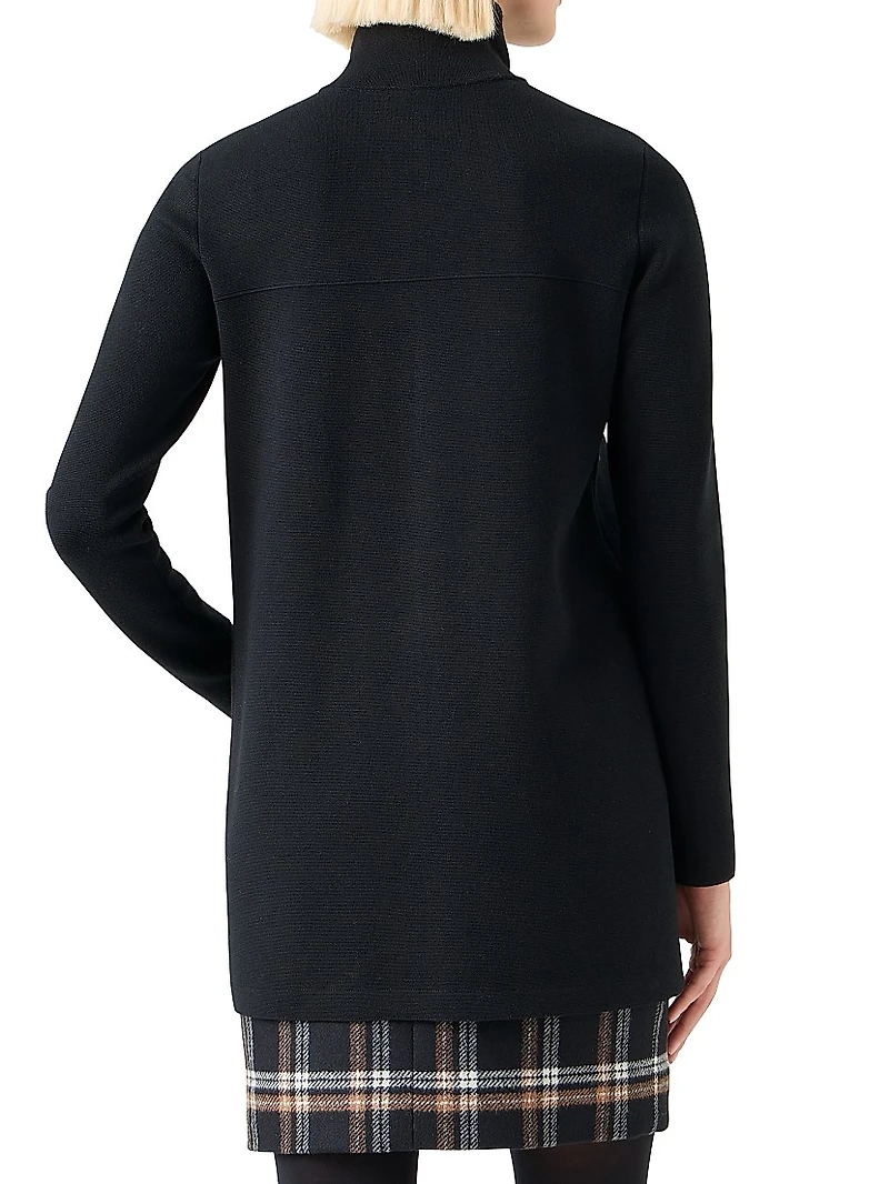 Stretch Merino Wool Zip Cardigan