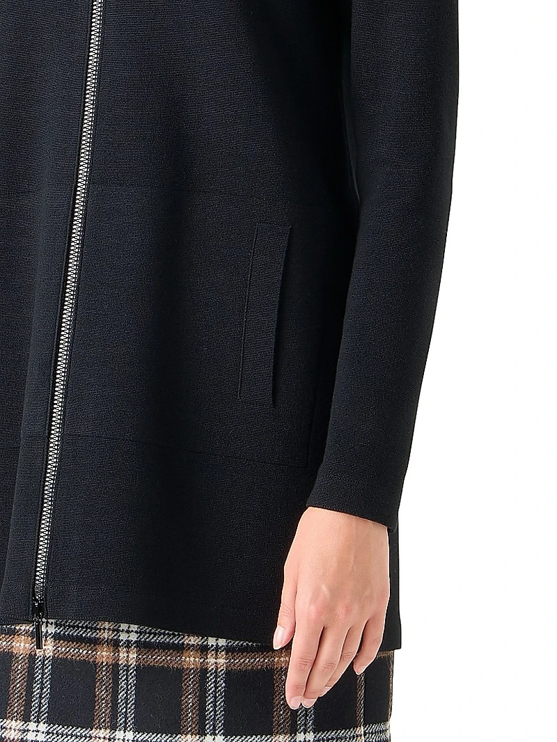 Stretch Merino Wool Zip Cardigan