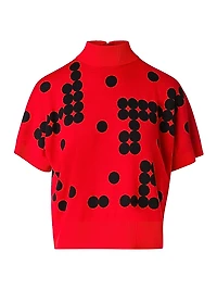 Dot-Pattern Wool Short-Sleeve Sweater