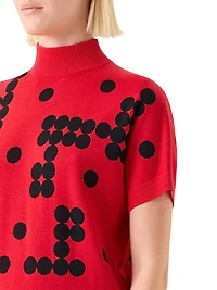Dot-Pattern Wool Short-Sleeve Sweater