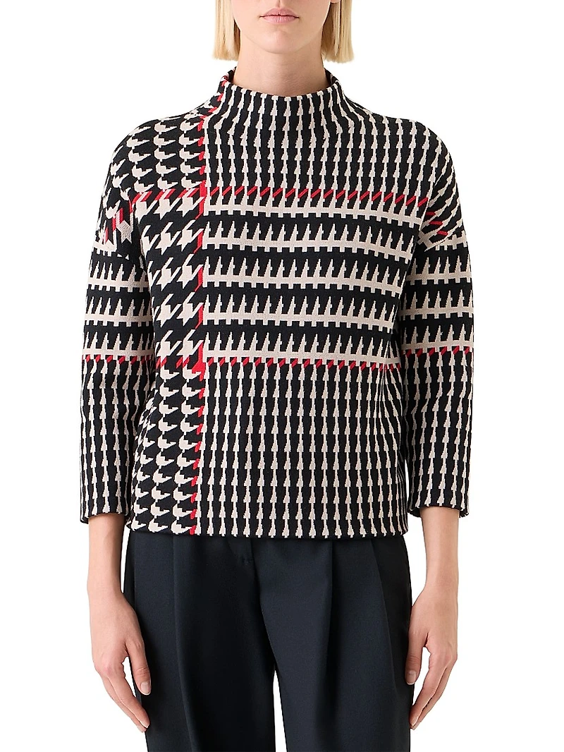Jacquard Stretch Virgin Wool Sweater