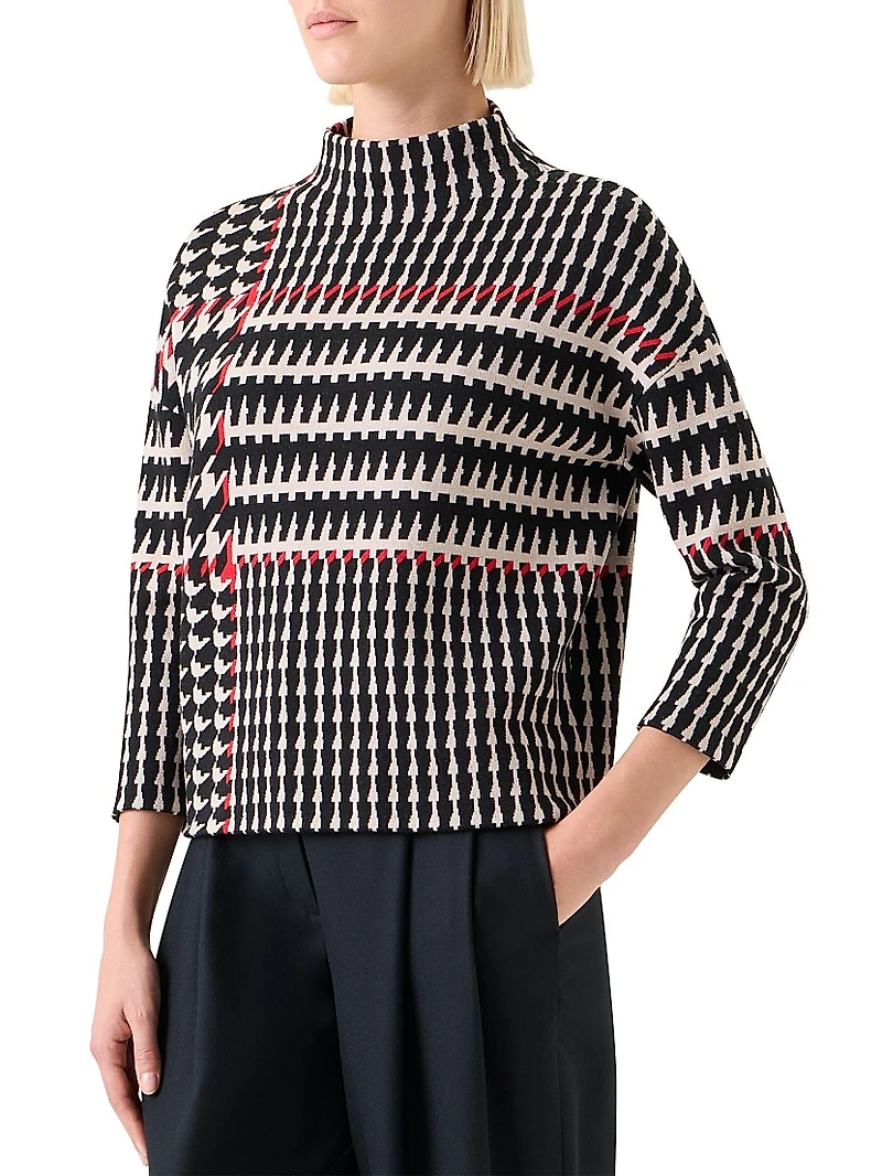 Jacquard Stretch Virgin Wool Sweater
