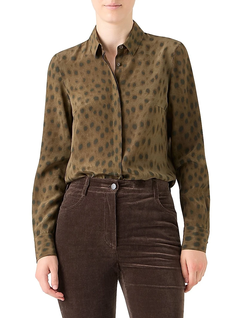 Leopard Crêpe de Chine Blouse