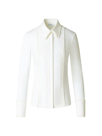 Mixed-Media Stretch Cotton Shirt