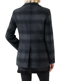 Blurred Check Brushed Wool Peacoat
