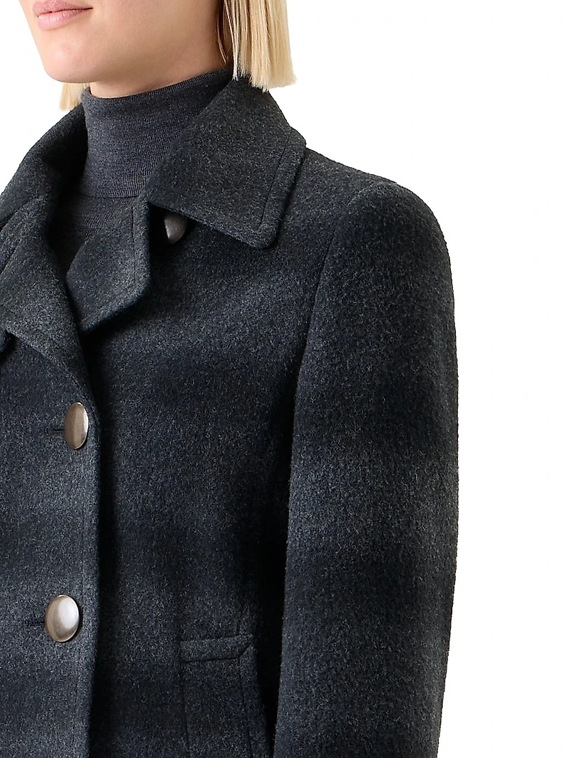 Blurred Check Brushed Wool Peacoat