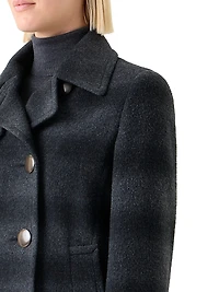 Blurred Check Brushed Wool Peacoat