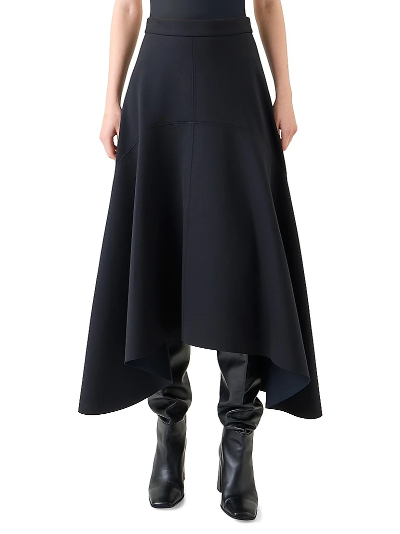 Handkerchief Neoprene Midi-Skirt