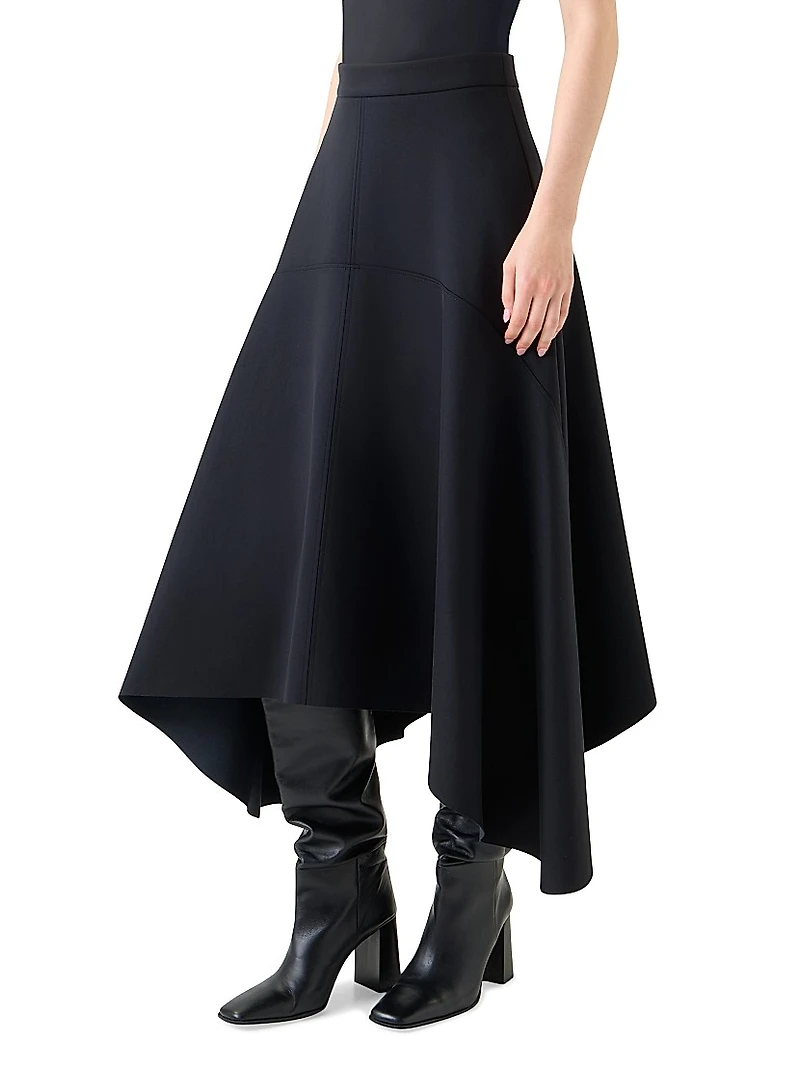 Handkerchief Neoprene Midi-Skirt