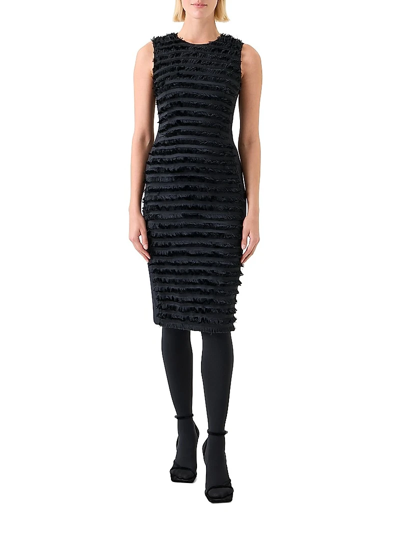 Fringed Sheath Knee-Length Dress
