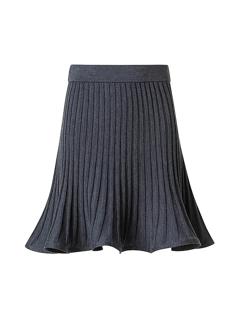 Rib-Knit Flared Skirt