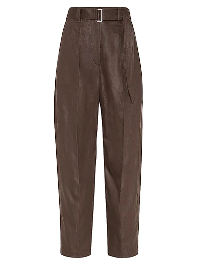 Polished Linen Twill Ergonomic Chino Trousers
